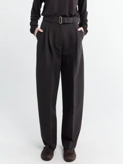 Hibi Double Pleat Belted Pants i Black Grape