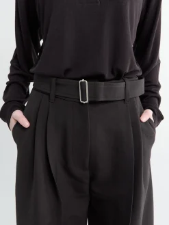 Hibi Double Pleat Belted Pants i Black Grape