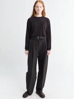 Hibi Double Pleat Belted Pants i Black Grape
