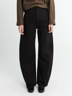 High Waisted Curved Pants i Sort