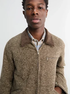 Homespun Tweed Zip Blouson i Brun