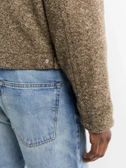 Homespun Tweed Zip Blouson i Brun