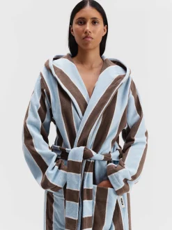Hooded Badekåbe i Cocoa Stripes