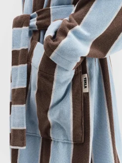 Hooded Badekåbe i Cocoa Stripes