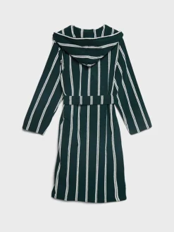 Hooded Badekåbe i Forest Green Stripes