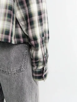 Hætte Overshirt i Sort og Grøn