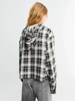 Hætte Overshirt i Sort og Grøn