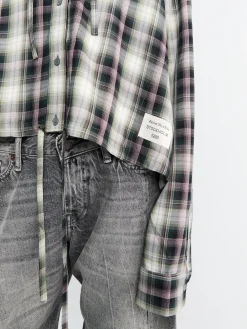 Hætte Overshirt i Sort og Grøn