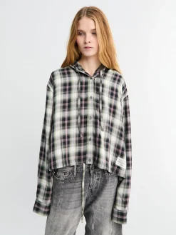 Hætte Overshirt i Sort og Grøn