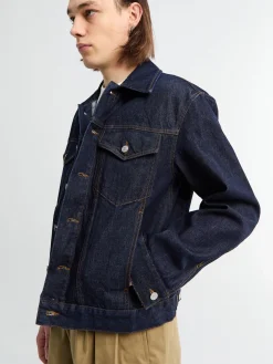 Kort Denimjakke i Indigo