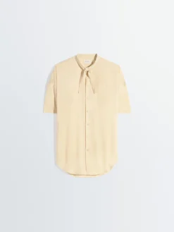 Kortærmet skjorte med tørklæde i Ice Apricot