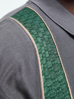 Lace Langærmet Zip Polo i Charcoal