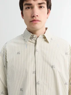 La Chemise Simon Shirt i Jacquard Lamb Stripes Log