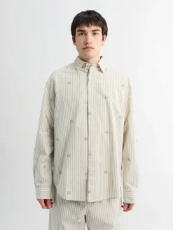 La Chemise Simon Shirt i Jacquard Lamb Stripes Log
