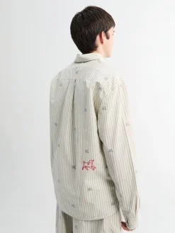 La Chemise Simon Shirt i Jacquard Lamb Stripes Log