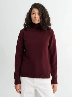 Langærmet Jumper med Splitkrave i Cherry