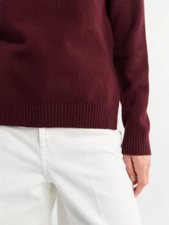Langærmet Jumper med Splitkrave i Cherry