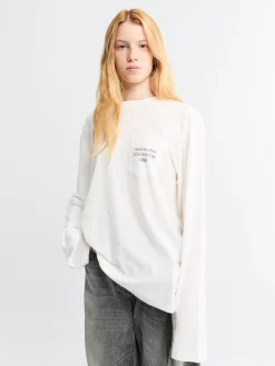 Langærmet Logo T-Shirt i Optic Hvid