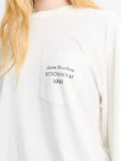 Langærmet Logo T-Shirt i Optic Hvid