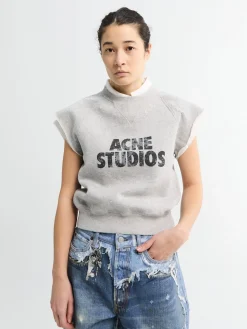 Layered Fleece Vest i Grå Melange