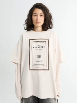 Layered Graphic T-shirt i Varm Beige