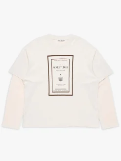 Layered Graphic T-shirt i Varm Beige