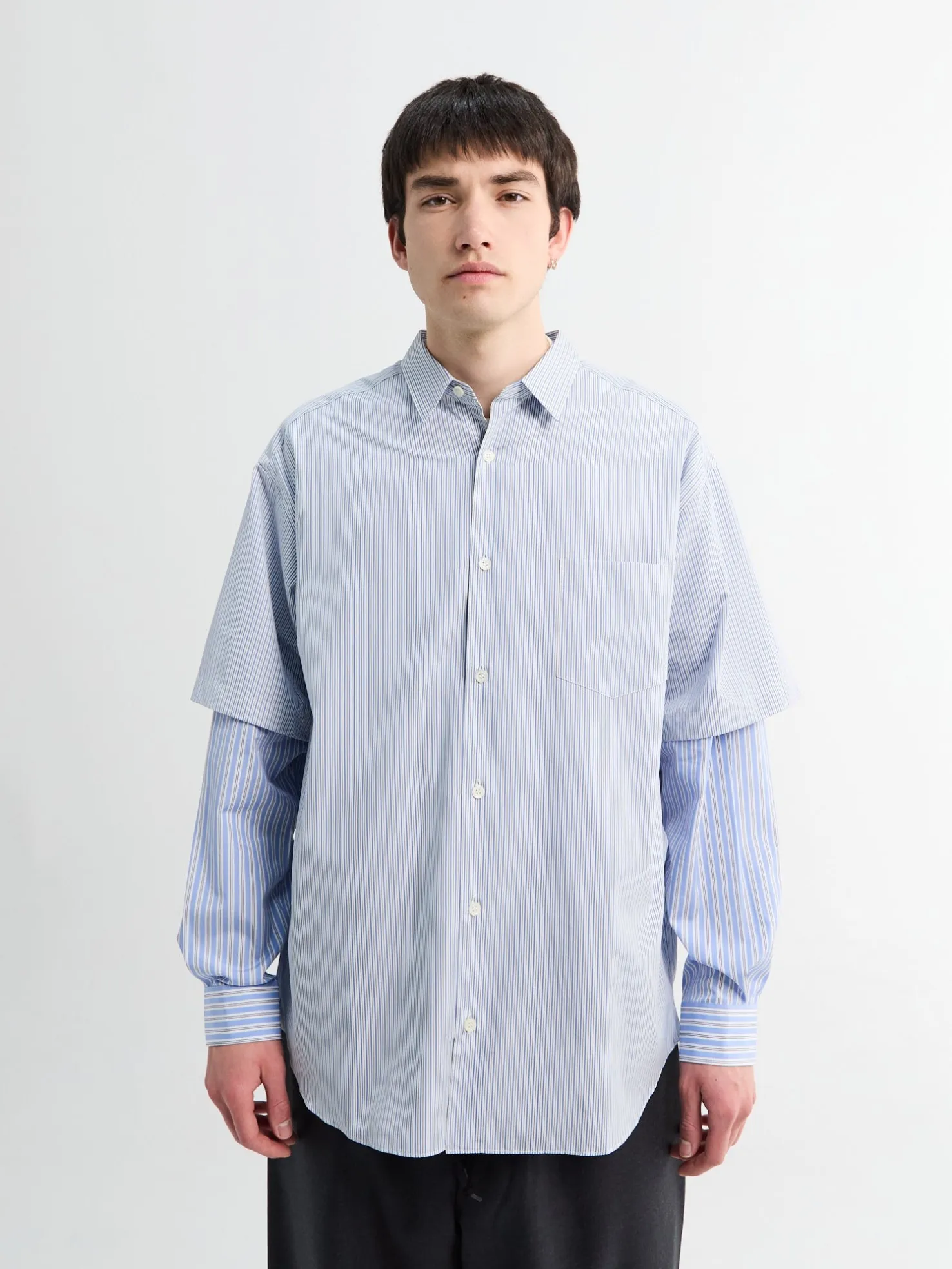 Layered Longsleeve Skjorte i Blå