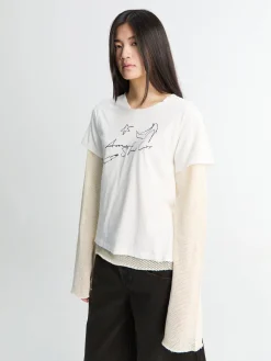 Layered Mesh T shirt i Off-White