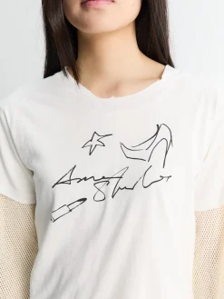 Layered Mesh T shirt i Off-White
