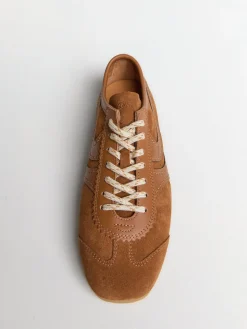 Læderbeklædte Ruskindssneakers i Brun