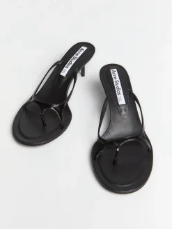 Læder Kitten Heels i Sort