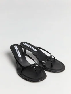 Læder Kitten Heels i Sort