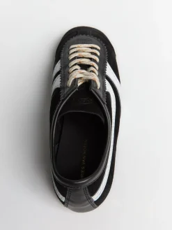 Leather-Trimmed Ruskinds Sneakers i Sort og Hvid