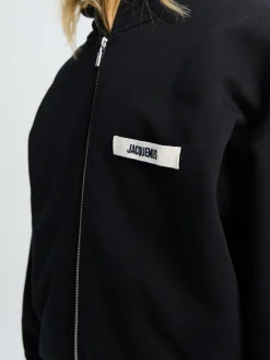 Le Hoodie Zip Gros Grain i Sort