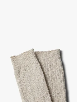 Light Slub Crew Socks i Elfenben
