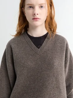 Loch Cashmere V-hals Jumper i Mus