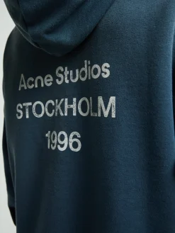 Logo Hooded Sweater i Deep Blue