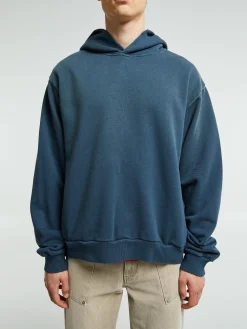 Logo Hooded Sweater i Deep Blue