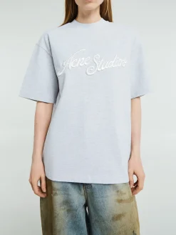Logo T-shirt i Pale Grey Melange