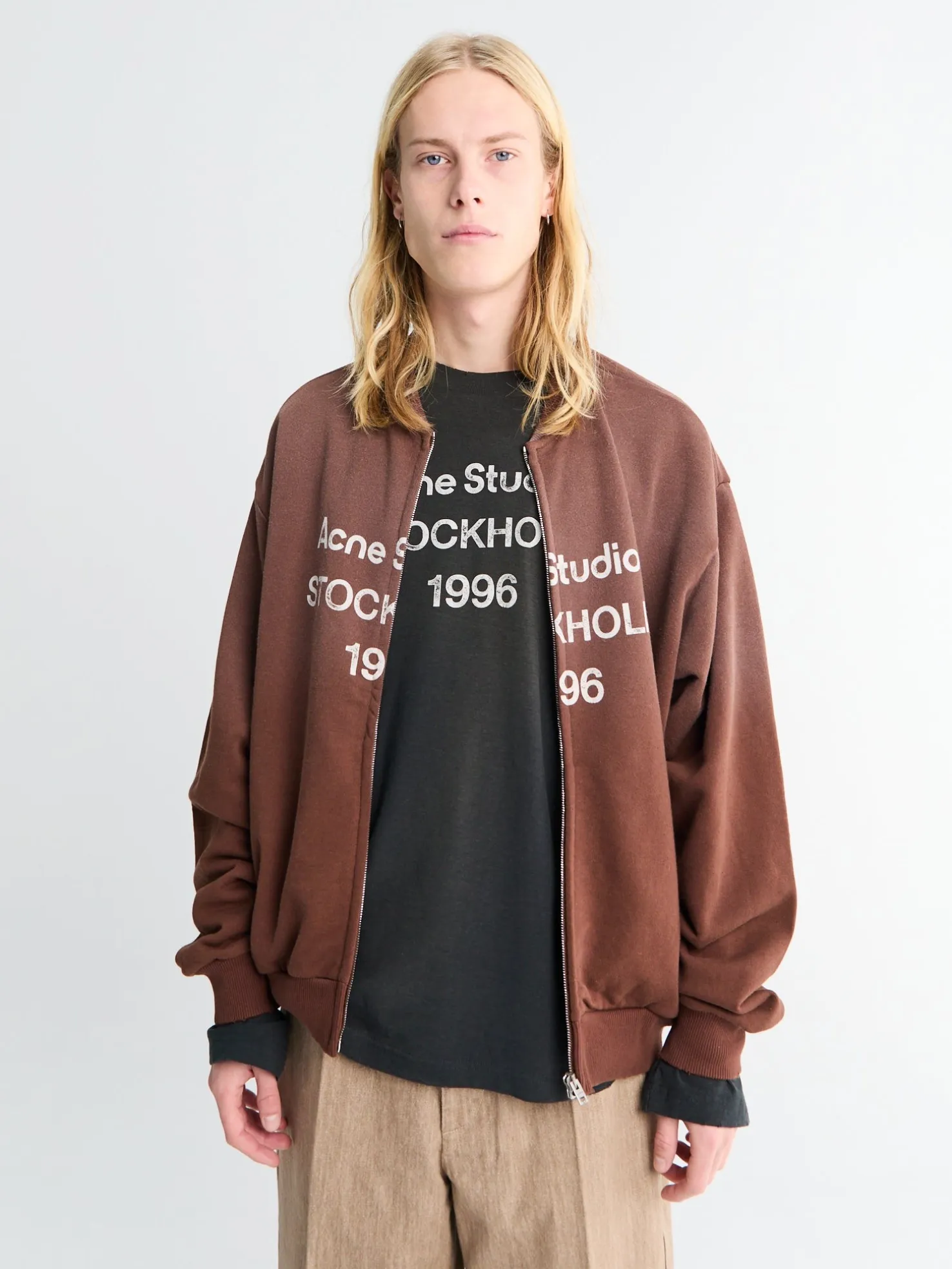 Logo Zip Sweatshirt i Chokoladebrun