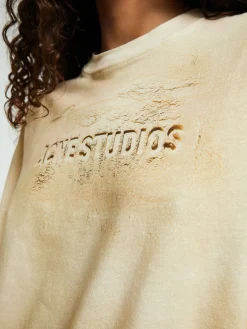 Long Sleeve Logo T-shirt i Sand Beige