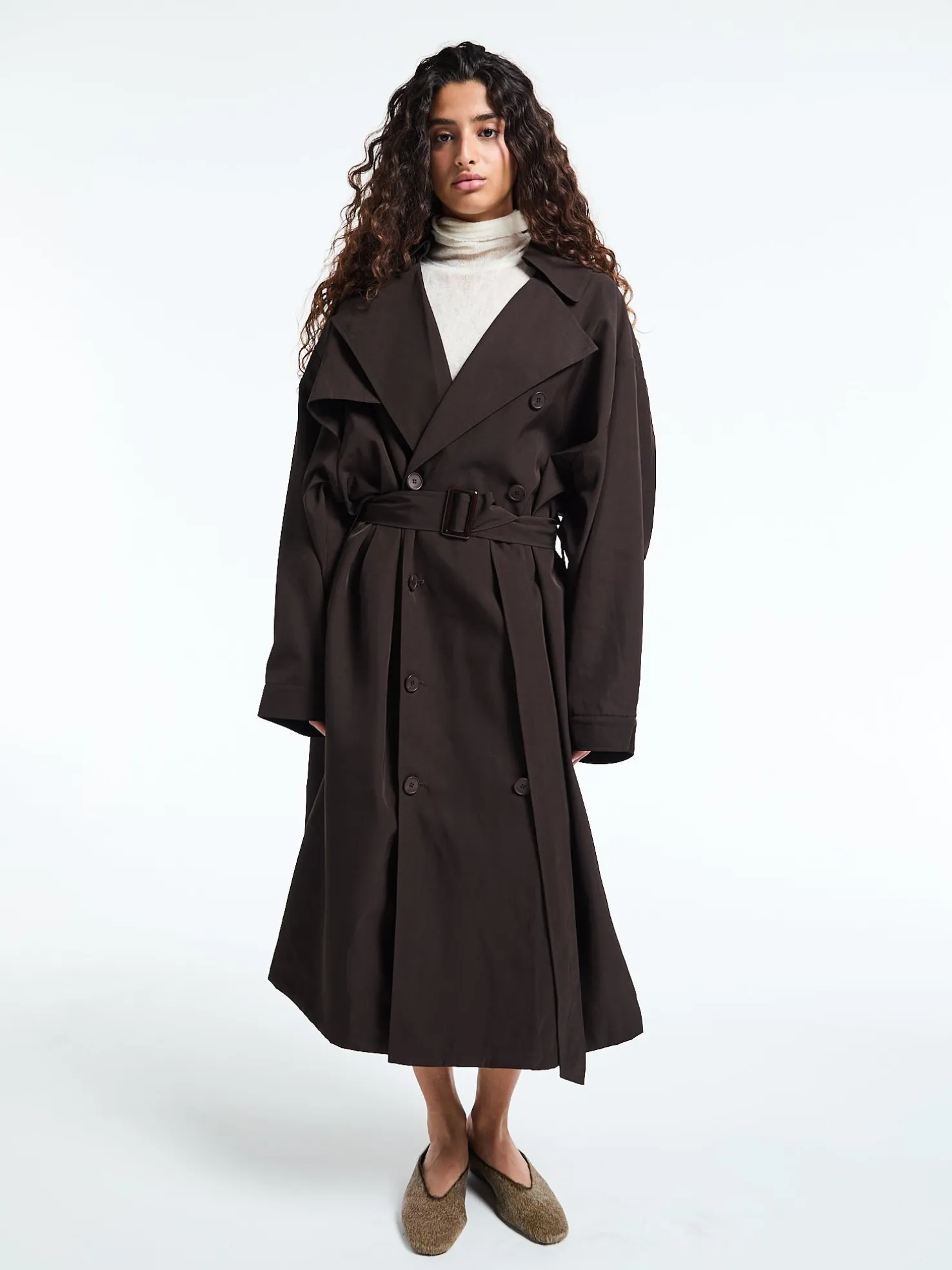 Mavis Oversized Trench Coat i Brun