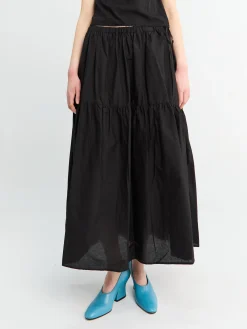 Maxinederdel med lagdelt design i Sort