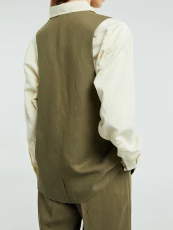 Melrose Hør Vest i Khaki