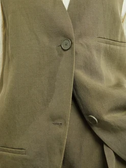 Melrose Hør Vest i Khaki