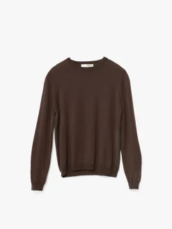 Merino strikket crew neck i Brun