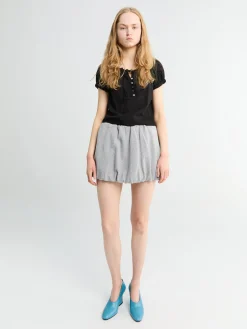 Mini Volumed Skirt i Melange Grå