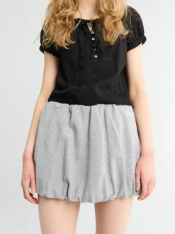 Mini Volumed Skirt i Melange Grå