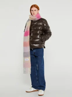 Mohair Checked Tørklæde i Fuchsia, Lilla og Lyserød