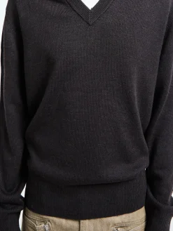 Moon Merino V-Neck Knit i Brun